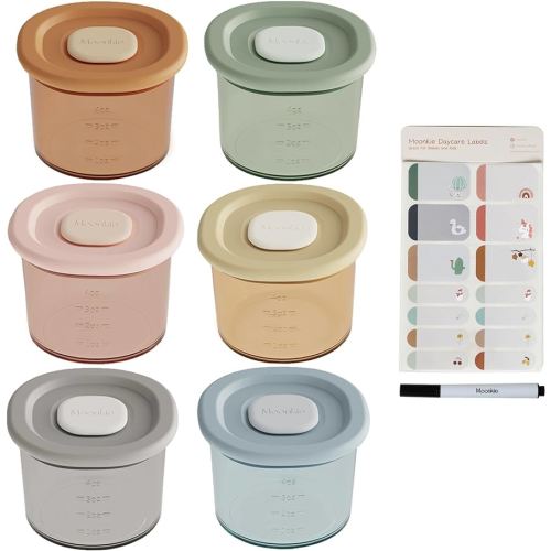Moonkie Silicone Baby Food Containers,6 Pack, 4 oz Baby Food Storage Jars with Airtight Lids, Reusable Baby Food Jars, Freezer,Microwave and Dishwasher Safe, Perfect for Infant & Toddler