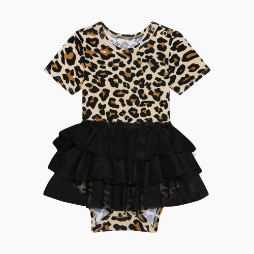 Posh Peanut Short Sleeve Tulle Skirt Bodysuit - Lana Leopard, 6-12 M