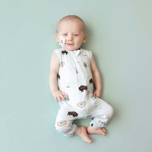 Zippered Sleeveless Romper in Yellowstone