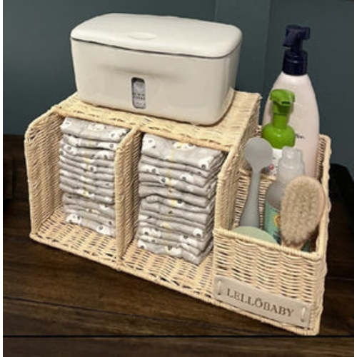 LELLOBABY™ X Hampton BABY - Deluxe Rattan Diaper Caddy