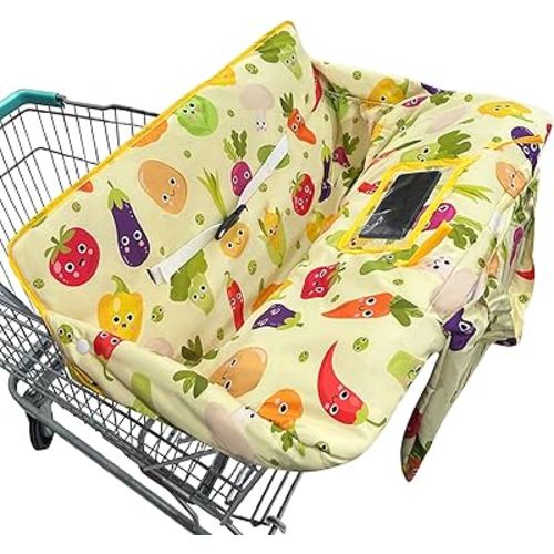 Shopping Cart Cover for Baby,2-in-1 Baby Cart Covers with Portable Cloth Bag Cart Seat Pad for Babies Grocery Cushion Cover Restaurant,Suitable for All Supermarkets and Restaurants