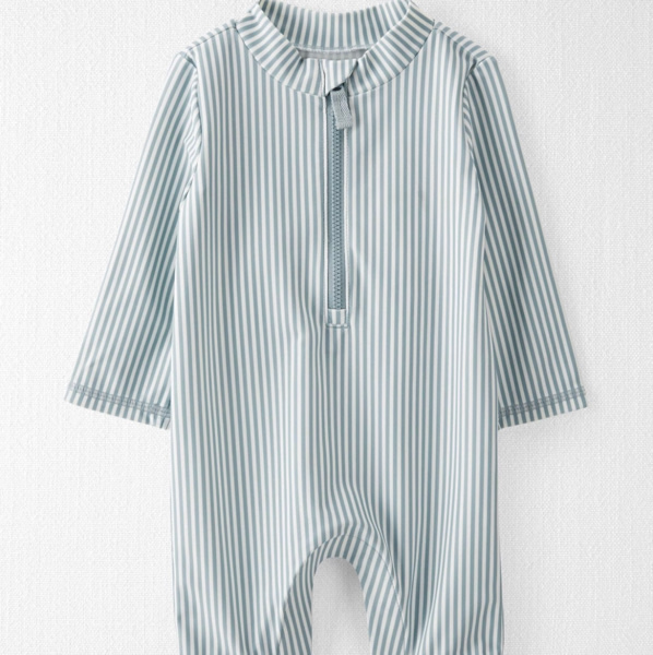 Baby Boy Recycled Long-Sleeve Rashguard Swimsuit in Stripes - Little Planet | Carter's