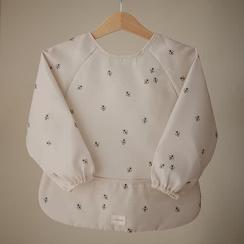 mushie Long Sleeve Baby Bib | Mess Free & Waterproof Fabric for Toddlers | Adjustable Fit for Ages 6-24 Months