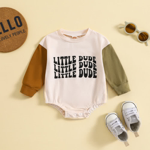 LITTLE DUDE Baby Contrast Sleeves Bodysuit