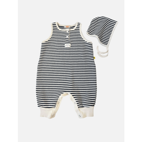 STRIPE WAFFLE ROMPER SET