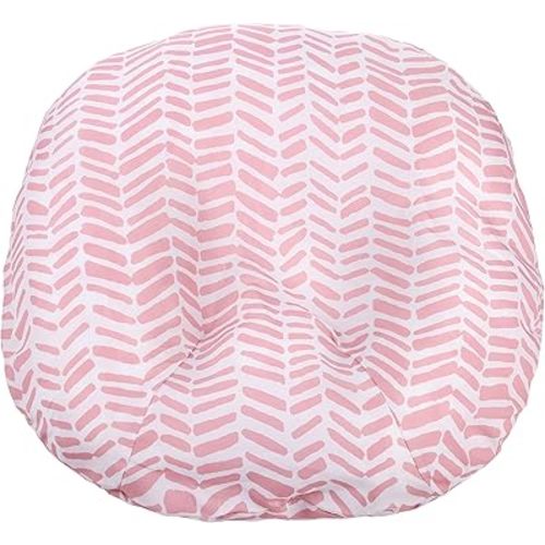 Water Resistant Removable Cover for Newborn Lounger | Pink Herringbone Design | Premium Quality Soft Wipeable Fabric | Great Baby Girl Shower Gift (Pink Herringbone)