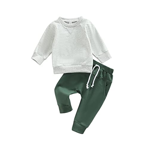 Toddler Baby Boy Fall Outfit Crewneck Long Sleeve Sweatshirt Tops Elastic Pants Jogger Cute Newborn Winter Clolthes Set