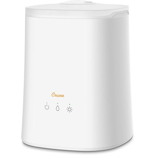 Crane Diffuser and Top Fill Ultrasonic Air Humidifiers for Bedroom and Office, 1.2 Gallon Cool Mist Humidifier for Large Room and Home, No Humidifier Filters Needed, White