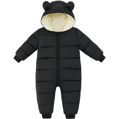 UNIFACO Baby Boys Girls Snowsuit Infant Winter Coat with Hoods Toddler Snow Wear Winter Clothes - A-black - 12-18 Months