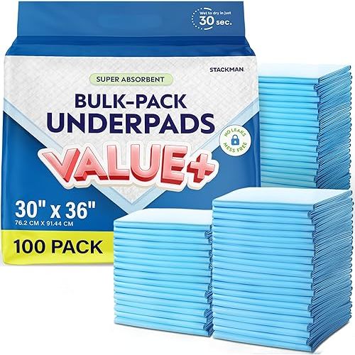 Chucks Pads Disposable [100-Pack] Adult Incontinence Underpads 30"x 36" Extra Large Absorbent Fluff Protective Bed Pads, Toddler Mattress Pads - Pee Pads for Kids & Adults - Dog & Puppy Training Pads