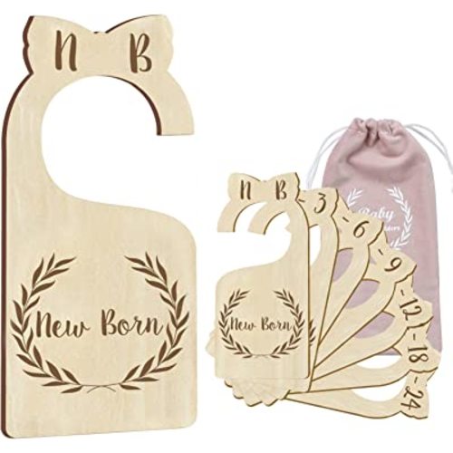 [Upgraded] Premium Wood Baby Closet Dividers Set of 7 from Newborn to 24 Months Baby Clothes Organizer Nursery Baby Closet Hanger Organizers Decor for Baby Boys or Girls (DoubleSided-1)