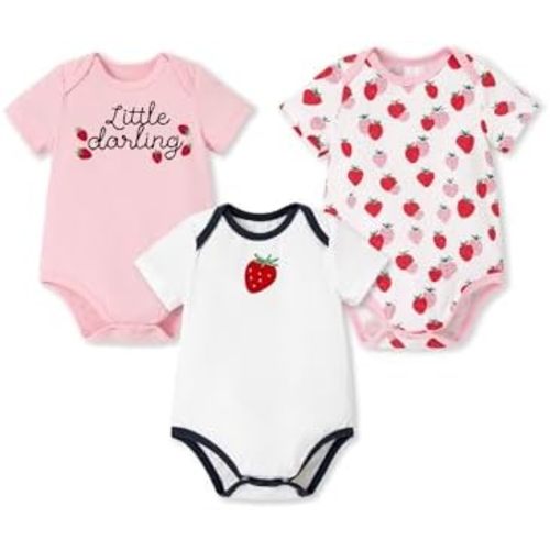 PATPAT Baby Bodysuits Rayon Super Durable - Short Sleeve for Boys and Girls - Newborn Infant Unisex Gift Clothes - 3 Pack