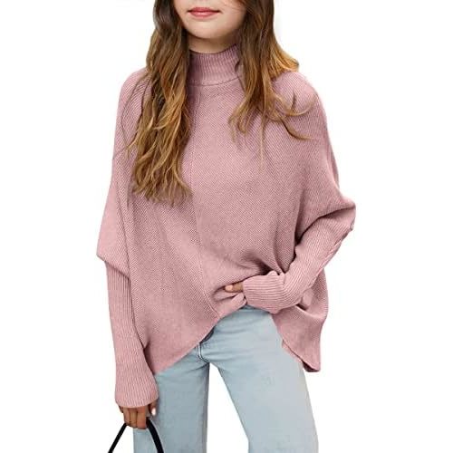 SySea Girls Pullover Sweaters Oversized Long Sleeve Turtleneck Knit Sweater Casual School Tops for 5-14 Years