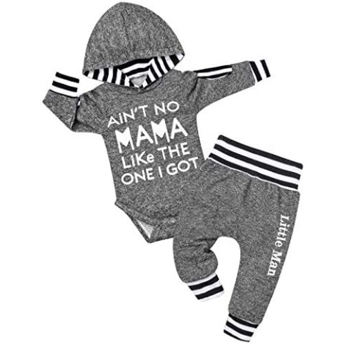 Fommy Newborn Baby Boy Clothes Plaid Letter Print Long Sleeve Hoodies + Long Pants 2PCS Fall Winter Outfits Set