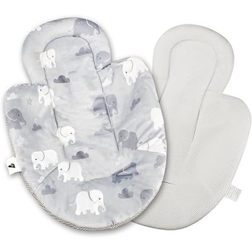 TANOFAR Infant Stroller Cushion for Newborn to Toddler, Reversible Design, Soft Breathable, Elephant