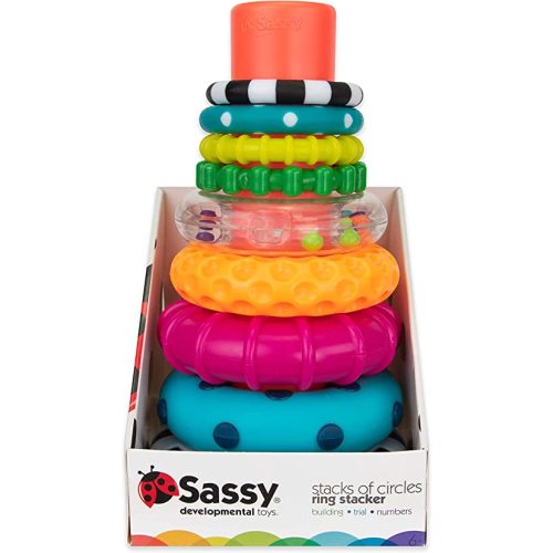 Sassy Stacks of Circles Stacking Ring STEM Learning Toy, Age 6+ Months, Multi, 9 Piece Set - 6-24 Month (1 Count)