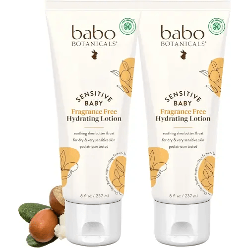 BABO Botanicals Sensitive Baby Fragrance-Free Daily Hydrating Baby Lotion - Shea Butter & Jojoba Oil - for Body & face - for Babies, Kids & Adults with Sensitive Skin - EWG Verified - Vegan