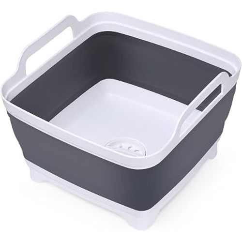 Collapsible Dish Basin, 9L/2.4 Gal Foldable Sink Tub with Drain