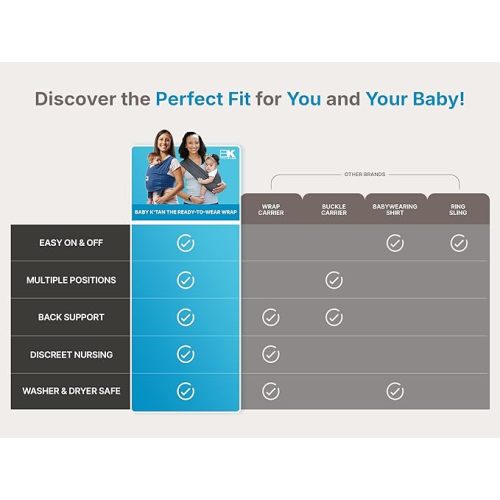Original Baby K'tan Baby Carrier: #1 Easy Pre-Wrapped, Soft, Slip-On, No Rings, No Buckles | 5 in 1 Baby Sling Gift | The Best Hands Free Infant Wrap For Newborn to Toddler up to 35lb (See Size Chart)