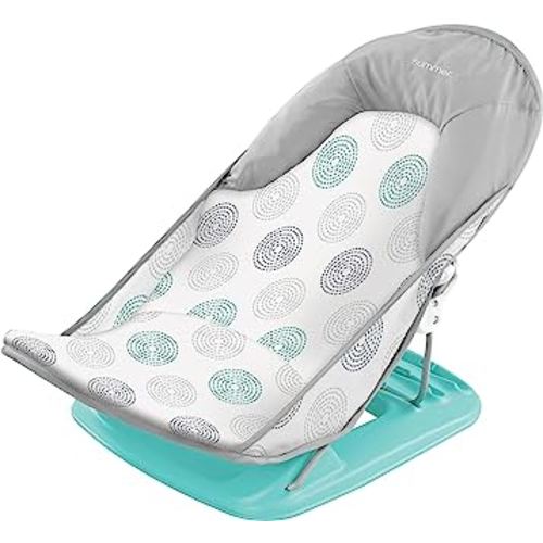 Summer Infant Deluxe Baby Bather (Dashed Dots) - Bath Support for Use in the Sink or Bathtub - Includes 3 Reclining Positions