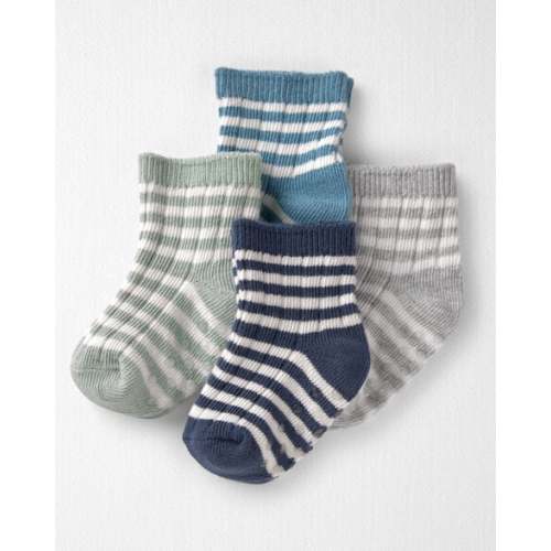 Baby 4-Pack Slip Resistant Socks Made with Organic Cotton in Stripes - Little Planet | Carter's