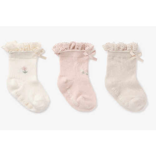 Floral Ankle Non Slip Baby Socks 3 pack – Elegant Baby