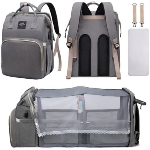 Diaper Bag Backpack, Multifunctional Baby Diaper Bag, Diaper Changing Station for Boys Girls, Large Capacity Travel Baby Bag for Mom Dad