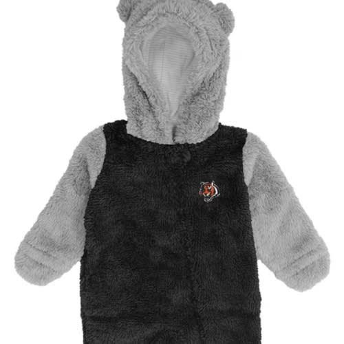 Cincinnati Bengals BLACK Baby Game Nap Teddy Fleece Romper Pajamas