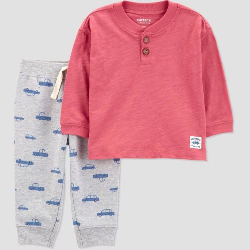 Carter's Just One You®️ Baby Boys' Cars Top & Bottom Set - Red/blue 6m
