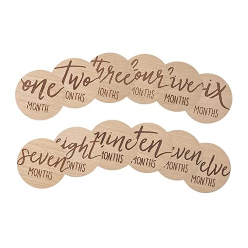 Amazon.com: Kate & Milo Baby Monthly Milestone Marker Discs, Reversible Photo Props, Baby Growth and Pregnancy Growth Cards, 1-12 Months, Gender-Neutral Gift, Classic Cursive Script Wooden Discs : Electronics