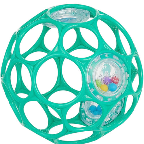 Bright Starts Oball Easy-Grasp Rattle BPA-Free Infant Toy in Teal, Age Newborn and up, 4 Inches
