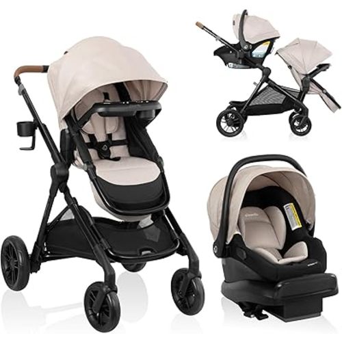 Evenflo Pivot Xpand NXT Travel System Featuring LiteMax NXT Infant Car Seat (Canyon Beige)