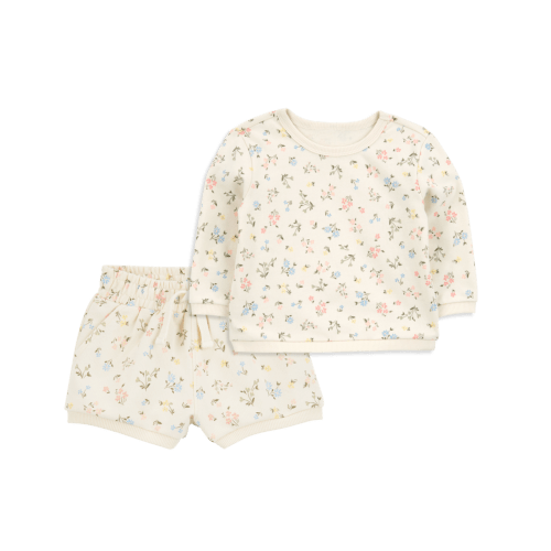 Baby 2-Piece Floral French Terry Pullover & Short Set - Ivory | Carter's