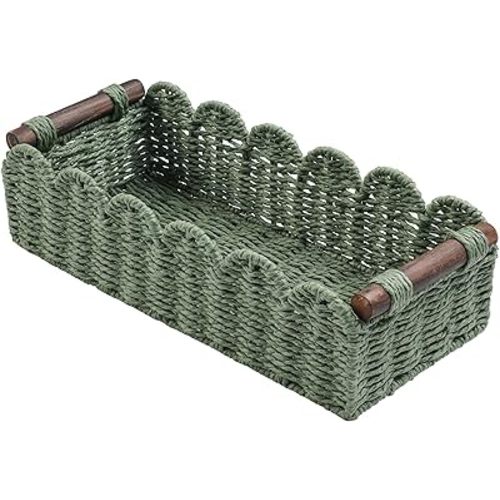 Toilet Paper Storage Basket Bathroom Counter Organizer Wicker Baskets for Organizing Cute Basket for Bedroom Nursery Room Kitchen Bathroom Decor-Green