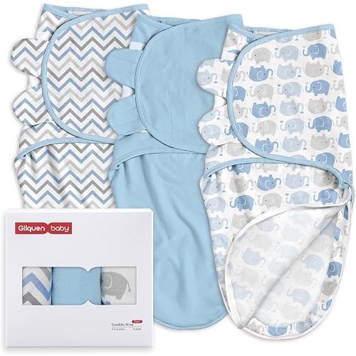 GLLQUEN BABY Newborn Swaddles with Zipper, 0-3 Months, Adjustable Hook&Loop