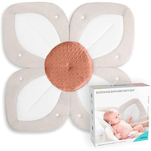 Blooming Bath Baby Bath Seat - Baby Tubs for Newborn Infants to Toddler 0 to 6 Months and Up - Baby Essentials Must Haves - The Original Washer-Safe Flower Seat (Lotus, Cream/White/Clay)