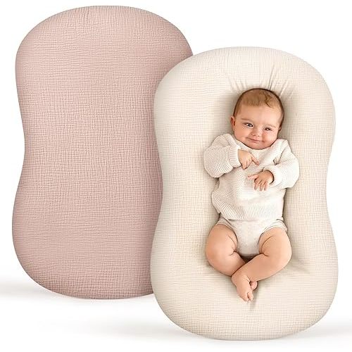 Termichy Baby Lounger Covers for Newborns: Muslin Lounger Pillow Covers Fit for Snuggle Me for Cozy Naps at Home or On The Go – Must Have Baby Nest Lounger Sheets for Toddler Girl Boy 0-12 Months