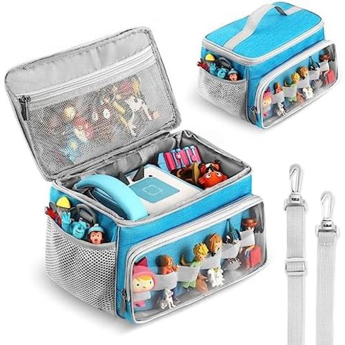 Portable Carrying Case Compatible with Toniebox Starter Set and Tonies Figurines, Storage Musical Toy Carrying Bag for Toniebox Accessories (Blue)