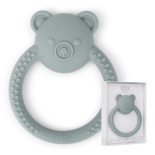 Silicone Bear Teething Toys - Cute Animal-Shaped Teething Relief for 0-6 Months, Easy to Clean Teether Ring - Newborn Essentials, Color: Graphite