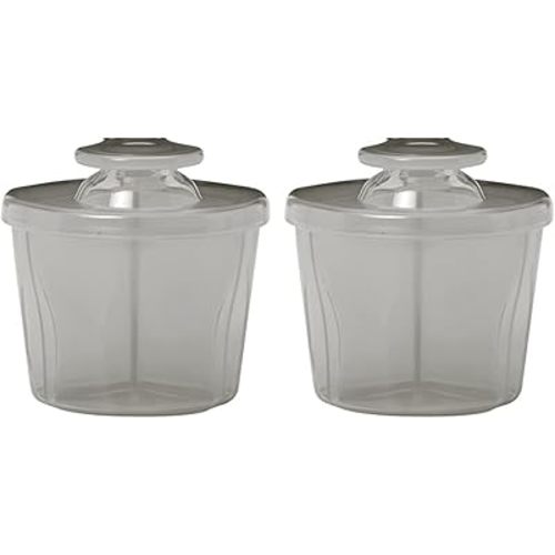 Dr. Brown's Baby Formula Dispenser with Snap-On Lid for On-The-Go Feedings,Milk Powder Dispenser for Traveling with Infant,Gray (Pack of 2)