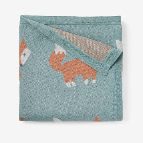 Fox Knit Baby Blanket GREEN / 30X40