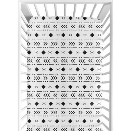 Sweet Jojo Designs Boy or Girl Gender Neutral Unisex Baby Fitted Crib Sheet Boho Geometric White and Black