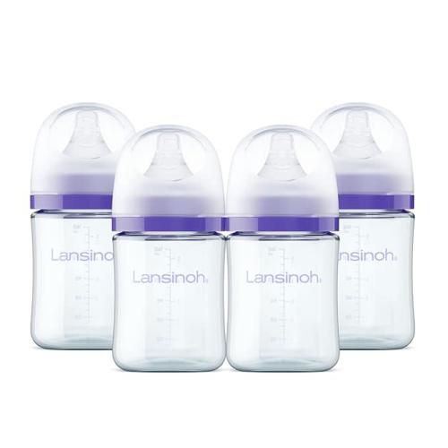 Lansinoh Glass Feeding Bottles - 5 oz, 4 ct, S nipple
