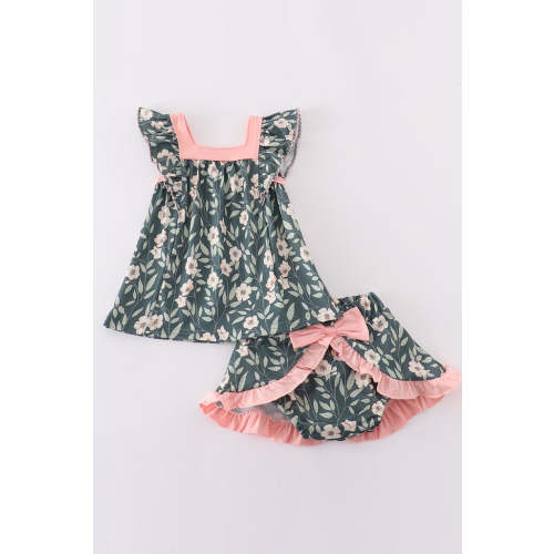Green forest bloom print girl bloomer set – HoneyBean