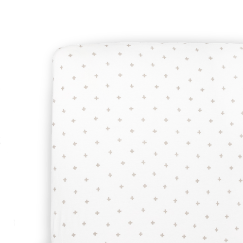 Stretch Knit Crib Sheet - Grey Cross