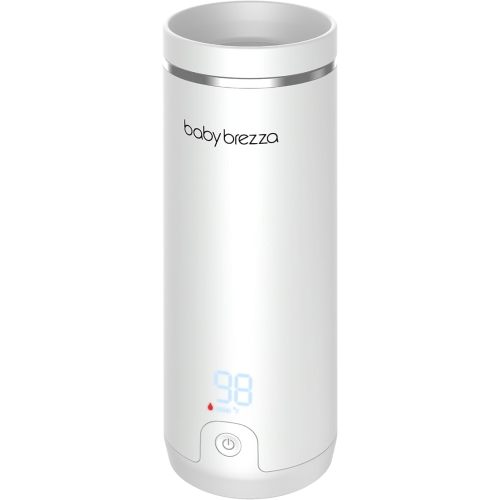 Baby Brezza Superfast Portable Baby Bottle Warmer – 67% Faster - Travel Breastmilk Warmer and Formula Warmer - Safe, Even Heating - Up to 9oz - No Adapters, White