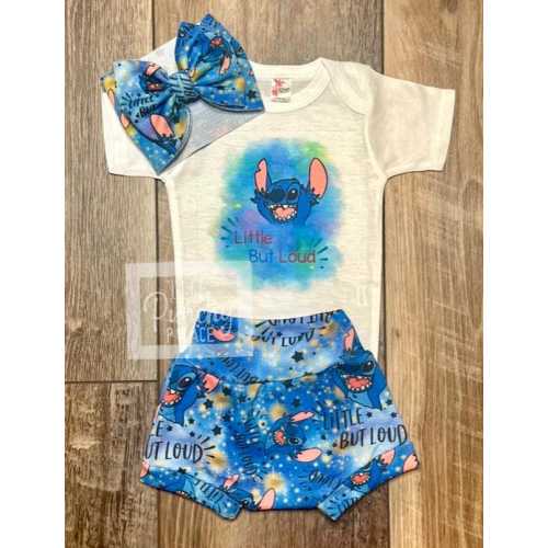 Little But Loud Stitch Baby Full Outfit Set / Toddler Full Outfit Set / Trendy Baby Clothes / Lilo Clothing Set