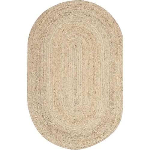 SAFAVIEH Cape Cod Collection Area Rug - 5' x 8' Oval, Natural, Handmade Flat Weave Jute, Ideal for High Traffic Areas in Living Room, Bedroom (CAP252A)