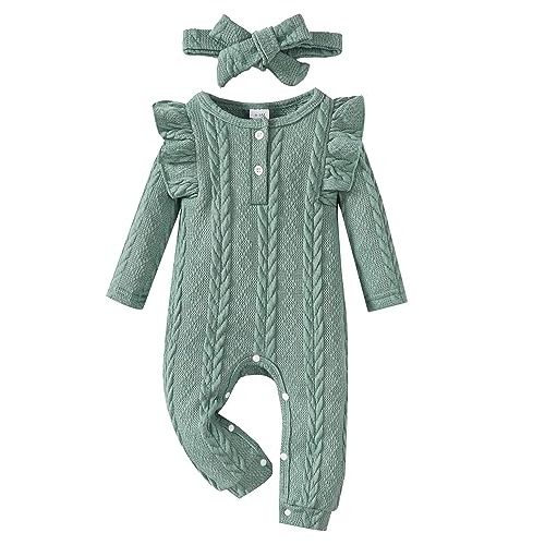 Infant Baby Girl Clothes Newborn Girl Romper Fall Winter Outfit Ruffle Long Sleeve Jumpsuit Romper Cute Baby Girl Outfit