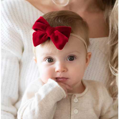 Velvet Baby Headband, Christmas Baby  Bows, Red Velvet Hair Bows, Baby Girl Headbands, Newborn Bow Headband, Toddler Hair Clips, Holiday, AB